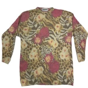 Vintage Silvana G Floral/Animal Print Sweater L